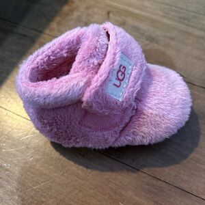 UGG Pink Fuzzy Kids Slippers